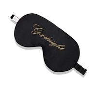 ZIMASILK Máscara de seda 100% natural para dormir con los ojos vendados, máscara de ojos suave y suave ajustable para dormir con bolsa (buenas noches - negro)
