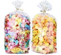 ZIMCEMS 100 bolsas de celofán transparente con estampado de estrellas doradas de 6 x 9 pulgadas, bolsas de regalo de plástico para envolver regalos de fiesta, golosinas, con lazos giratorios de 5