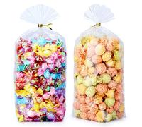 ZIMCEMS 100 bolsas de celofán transparente de 6 x 9 pulgadas, bolsas de regalo de celofán transparente, bolsas de celofán para regalos de fiesta, golosinas, galletas de panadería, dulces con lazos