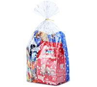 ZIMCEMS 50 bolsas con refuerzo inferior de 10 x 14 pulgadas, con estampado de estrellas plateadas, bolsas de celofán transparente para envolver cestas, bolsas de celofán grandes para recuerdos de