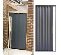 ZIMGOD Puerta Plegable Exterior de Aluminio con Cerradura, Puerta Corredera Resistente a la Intemperie para Cobertizo Garaje, Puerta Retráctil Tipo Acordeón(72x80in (183x203cm))