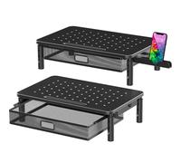 Zimilar 2 Pack Monitor Stand Riser with Metal Drawer 3 Height Adjustable Monitor Riser with Phone Holder for Printer Laptop Premium Metal