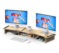 Zimilar Dual Monitor Stand Riser Monitor Stand with Adjustable Length and Angle Wood Monitor stand for desk Monitor Riser for 2 monitors