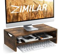 Zimilar Monitor Stand Riser 2 Tiers Laptop Computer Monitor Riser for PC Screen iMac Desktop Wooden Screen Monitor Stand Riser with Stora