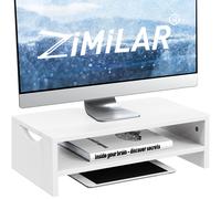 Zimilar Monitor Stand Riser 2 Tiers Laptop Computer Monitor Riser for PC Screen iMac Desktop Wooden Screen Monitor Stand Riser with Stora