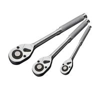 ZIMISI Juego de 3 llaves de trinquete, llave de carraca de 24 dientes de 1/4 pulgadas, 3/8 pulgadas, 1/2 pulgadas, llave de carraca de trinquete reversible de liberación rápida totalmente pulida