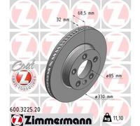 ZIMMERMANN 1X Disco De Freno Delante Ø330 Mm Ventilado Para VW 600.3225.20