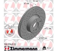 ZIMMERMANN 1X Disco De Freno Delante Ø348 Mm Ventilado Perforado Para BMW X4 F26