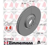 ZIMMERMANN 1X Disco De Freno Delante Ø385 Mm Ventilado Para BMW X5 150.2918.20
