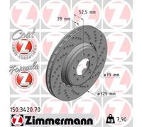 ZIMMERMANN 1x Disco de Freno Delantero Ø325 MM Ventilado Perforado para BMW