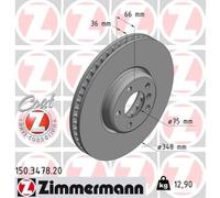 ZIMMERMANN 1x Disco de Freno Delantero Ø348 - MM con Ventilación Interior para