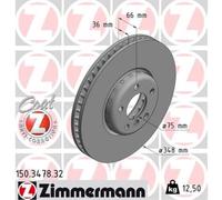 ZIMMERMANN 1x Disco de Freno Delantero Ø348 MM con Ventilación Interior para BMW