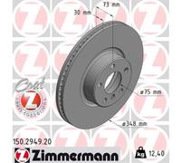 ZIMMERMANN 1X Disco De Freno Delantero Ø348 Mm Ventilado Para BMW X4 F26