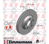 ZIMMERMANN 1X Disco De Freno Delantero Ø350 Mm Ventilado Para VW 600.3227.20