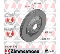 ZIMMERMANN 1X Disco De Freno Delantero Ø365 Mm Ventilado Para Audi A6 Avant