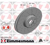 ZIMMERMANN 1x Disco de Freno Delantero Ø374 MM con Ventilación Interior Agujeros