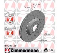 ZIMMERMANN 1X Disco De Freno Delantero Ø380 Mm Ventilado Perforado Para BMW 2
