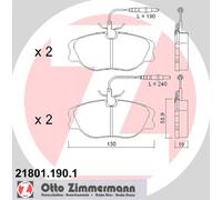 Zimmermann 21801.190.1 Serie Pastillas freno, Delantero, 2 sensores, incluye placa smorzante