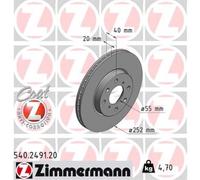 ZIMMERMANN 2X Disco De Freno Delante Ø252 Mm Para Suzuki Swift III MZ EZ 1.3 1.5