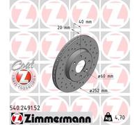 ZIMMERMANN 2X Disco De Freno Delante Ø252 Mm Para Suzuki Swift III MZ EZ 1.3 1.5