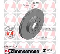 ZIMMERMANN 2X Disco De Freno Delante Ø300 Mm Para VW Sharan 7M8 7M9 7M6 1.9 TDI