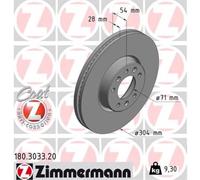 2x Disco de freno ventilación interna 180.3033.20 ZIMMERMANN para CITROËN TOYOTA