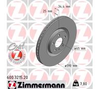 ZIMMERMANN 2X Disco De Freno Delante Ø310 Mm Para VW Polo 6R 6C 1.2 TSI AW1 BZ1