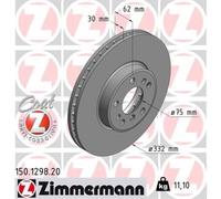 ZIMMERMANN 2X Disco De Freno Delante Ø332 Mm Ventilado Para BMW X5 E53 3.0D 3.0I