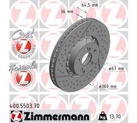 ZIMMERMANN 2X Disco De Freno Delante Ø360 Mm Para Mercedes-Benz SL R230 55 A M G