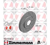 ZIMMERMANN 2x Disco de Freno Delantero Ø260 MM para BMW 3er Cabrio E30 320i 318i