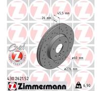 ZIMMERMANN 2x Disco de Freno Delantero Ø276 MM con Ventilación Interior Agujeros