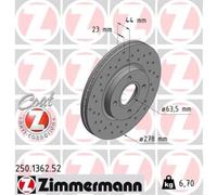 ZIMMERMANN 2x Disco de Freno Delantero Ø278 MM con Ventilación Interior Agujero