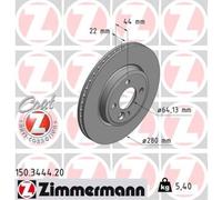 ZIMMERMANN 2x Disco de Freno Delantero Ø280 MM para Mini R56 Cooper One R59