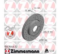 ZIMMERMANN 2x Disco de Freno Delantero Ø280 MM para Mini R56 Cooper One R59 R57