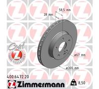 ZIMMERMANN 2x Disco de Freno Delantero Ø300 MM para Mercedes-Benz / Mixto