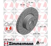 ZIMMERMANN 2x Disco de Freno Delantero Ø312 MM para MERCEDES-BENZ CLASE S W220