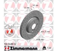 ZIMMERMANN 2x Disco de Freno Delantero Ø316 MM para Mini R56 Cooper One R59