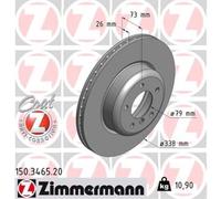 ZIMMERMANN 2X Disco De Freno Delantero Ø338 Mm Ventilado Para BMW 1er Coupe E82