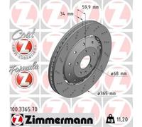 ZIMMERMANN 2x Disco de Freno Delantero Ø365 MM Ventilado Perforado para Audi A5