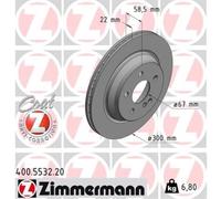 ZIMMERMANN 2X Disco De Freno Trasero Ø300 Mm Para Mercedes-Benz SL R230 500 350