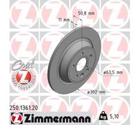 ZIMMERMANN 2X Disco De Freno Trasero Ø302 Mm Para Ford Kuga I S-Max WA6 2.0 TDCi
