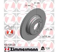 ZIMMERMANN 2x Disco De Freno Trasero Ø328 Mm Ventilado Para BMW 7er E38 750i