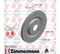 ZIMMERMANN 2X Disco De Freno Trasero Ø330 Mm Ventilado Para Audi A4 Avant 8K5