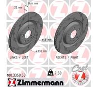 ZIMMERMANN 2X Disco De Freno Trasero Ø330 Ventilado Para Audi A4 Avant 8K5 B8