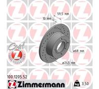 ZIMMERMANN 2x Disco Freno Trasero Ø245 MM para Audi 80 8C B4 2.0 89 89Q 8A