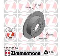 ZIMMERMANN 2x Disco Freno Trasero Ø262 MM para Hyundai Tucson Jm 2.0 Sonata V Nf