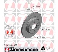 ZIMMERMANN 2x Disco Freno Trasero Ø278 MM para Opel Vectra C Saab 9-3 Cabrio