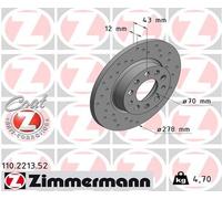 ZIMMERMANN 2x Disco Freno Trasero Ø278 para Fiat 500X 334_ 1.4 1.6 334 1.3 D