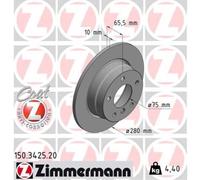 ZIMMERMANN 2x Disco Freno Trasero Ø280 MM Completo Recubierto para BMW 1er E87