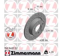ZIMMERMANN 2x Disco Freno Trasero Ø280 para Mini Countryman R60 Cooper SD